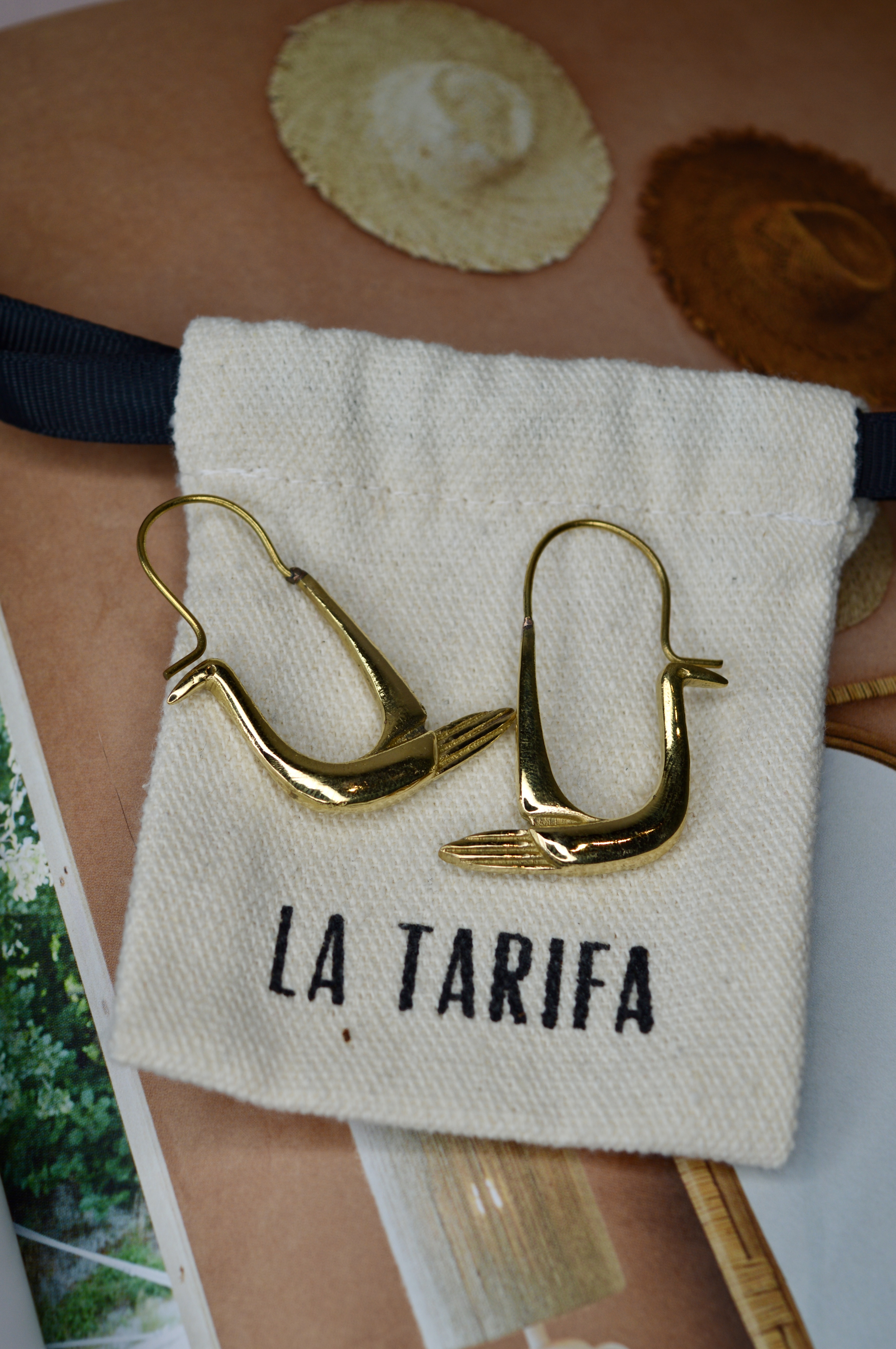 Bohemian Swan Earrings Brass