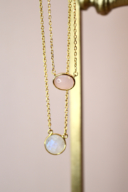 Round Moonstone Necklace Gold Vermeil