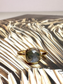 Square Labradorite Ring Gold Vermeil