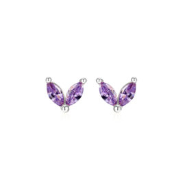 Amethist Zirconia Flower Studs Sterling Silver Oorstekers