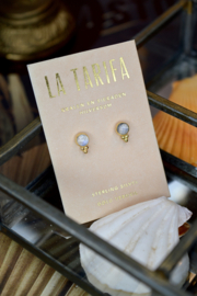 Moonstone 3-Dots Studs Gold Vermeil