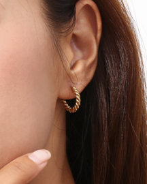 Braided Hoops Oorbellen - Stainless Steel Zilver