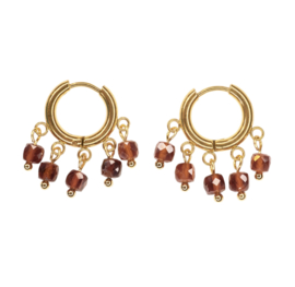 Garnet Gypsy Gold Stainless Steel Hoops