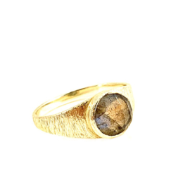 Labradorite Signet Ring Gold Vermeil / Muja Juma