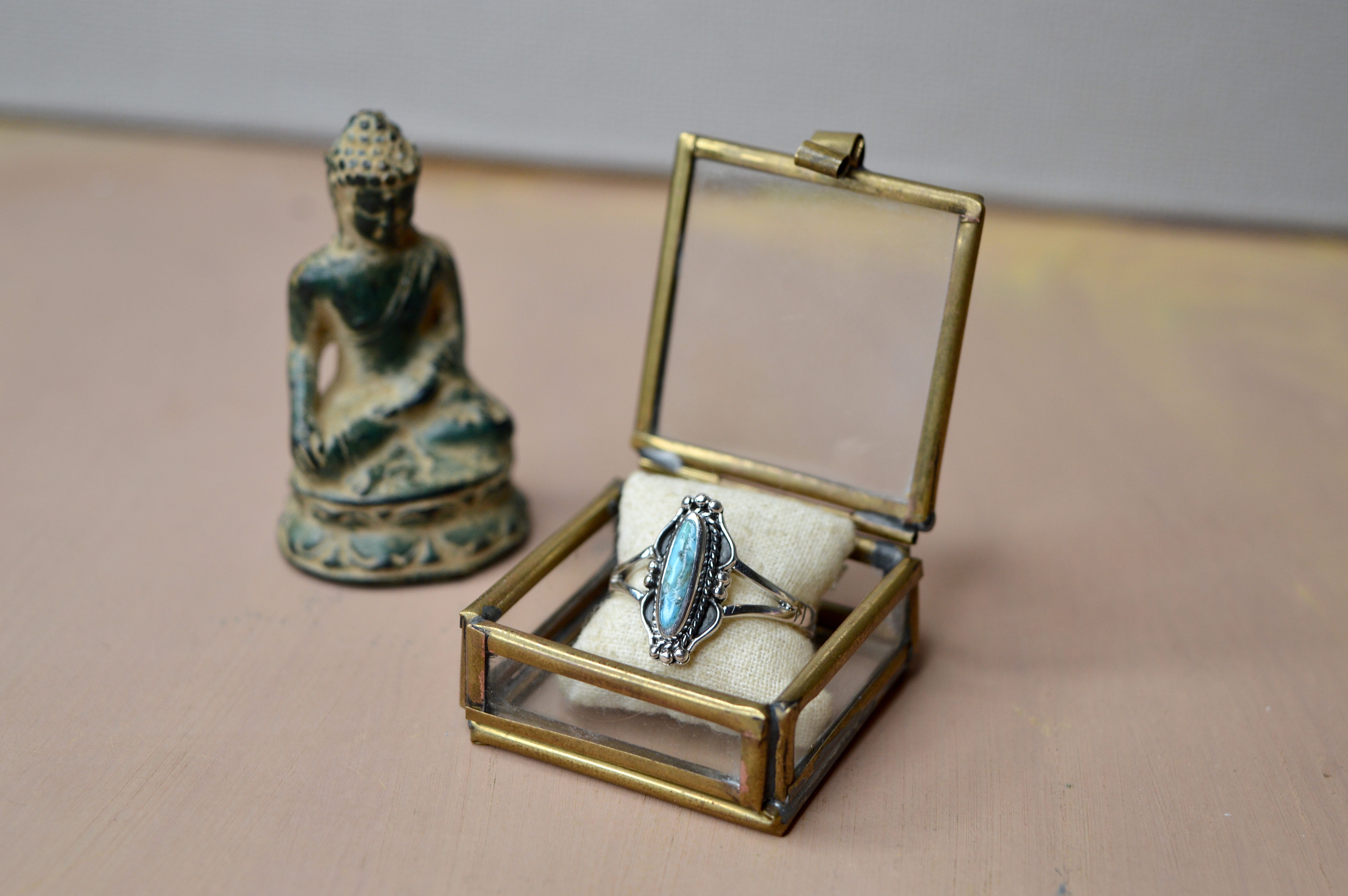 Native Mohave Turquoise Ring Sterling Silver