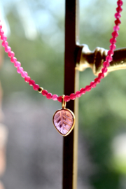 Robijn en Roze Toermalijn Ketting - Gold Vermeil