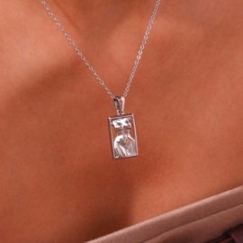 Female Silhouette Necklace Stainless Steel Silver / Ketting