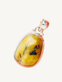 Gele Dendritische Opaal Hanger - Sterling Zilver