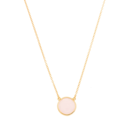 Round Rose Quartz Gold Vermeil Necklace