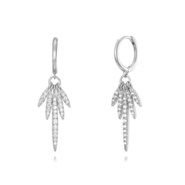 Feather Hoop Earrings - Zirconia - Sterling Silver Oorbellen