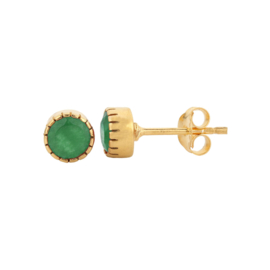 Green Onyx Studs Gold Vermeil