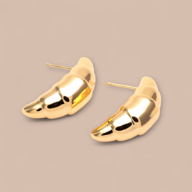 Large Croissant Earstuds Gold Plated