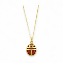 Carnelian Beetle Necklace Gold Vermeil