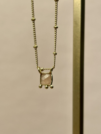 Square Pink Moonstone Gold Vermeil Necklace / Muja Juma