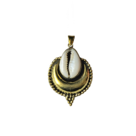 Tribal Cowrie Schelp Hanger - Brass