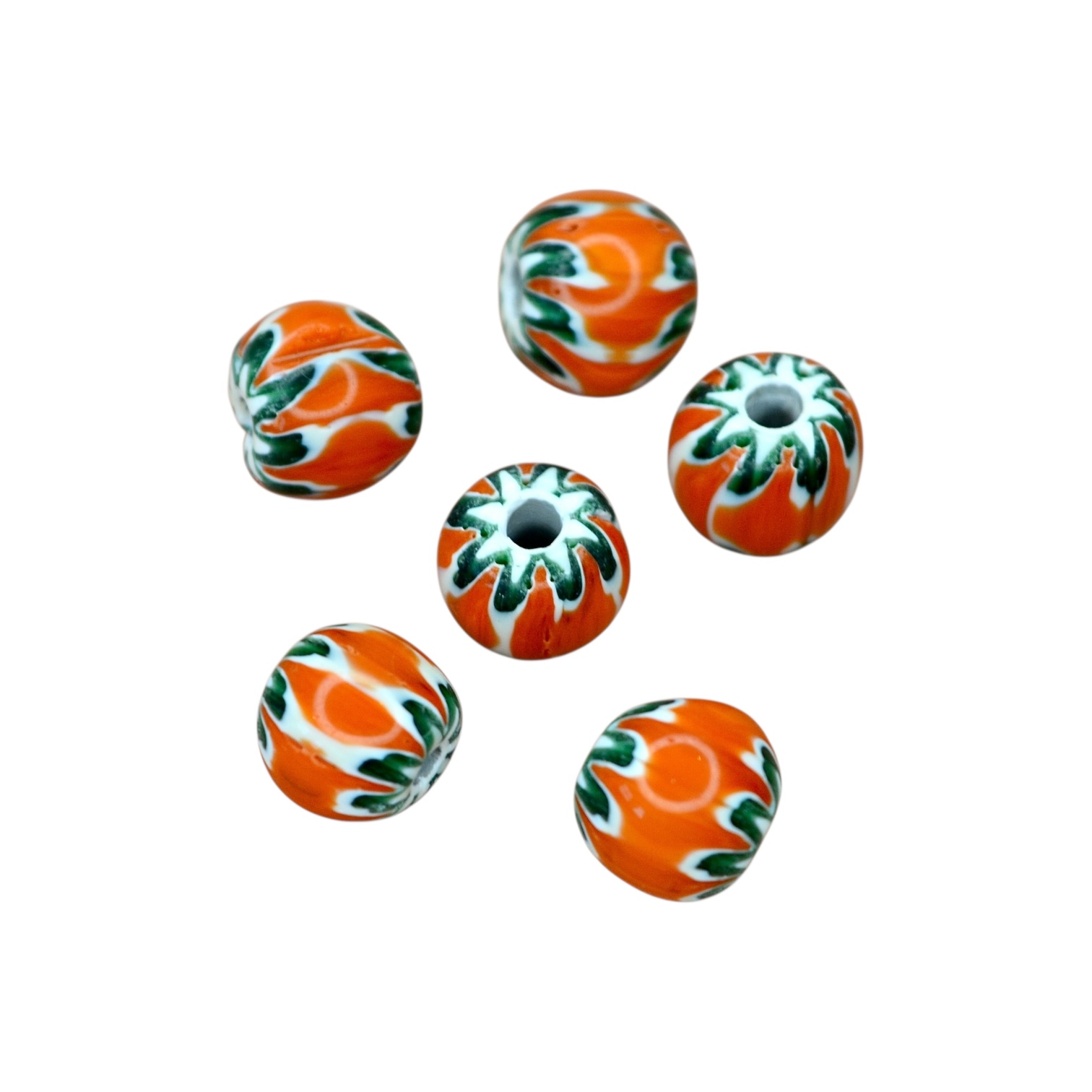 Nepalees Lampwork Kraal Rond Oranje (1x)