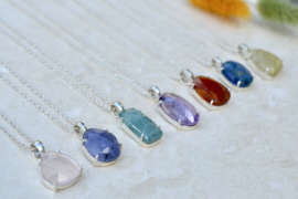 Rose Quartz Necklace Sterling Silver