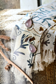 Rose Quartz Earrings Sterling Silver