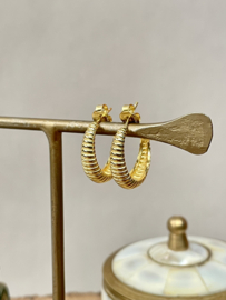 Striped Half Hoop Studs Gold Vermeil Oorstekers