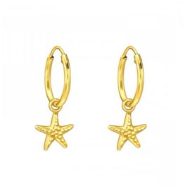 Hanging Starfish Hoops Gold Vermeil