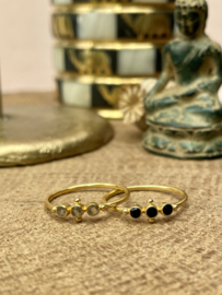 Black Agate 3-Stone Ring Gold Vermeil / Muja Juma
