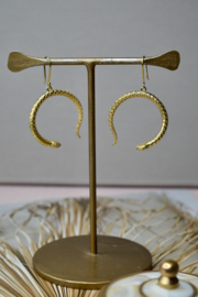 Moon Shaped Snake Earrings Brass
