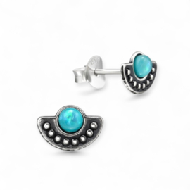 Ethnic Opal Earstuds Sterling Silver