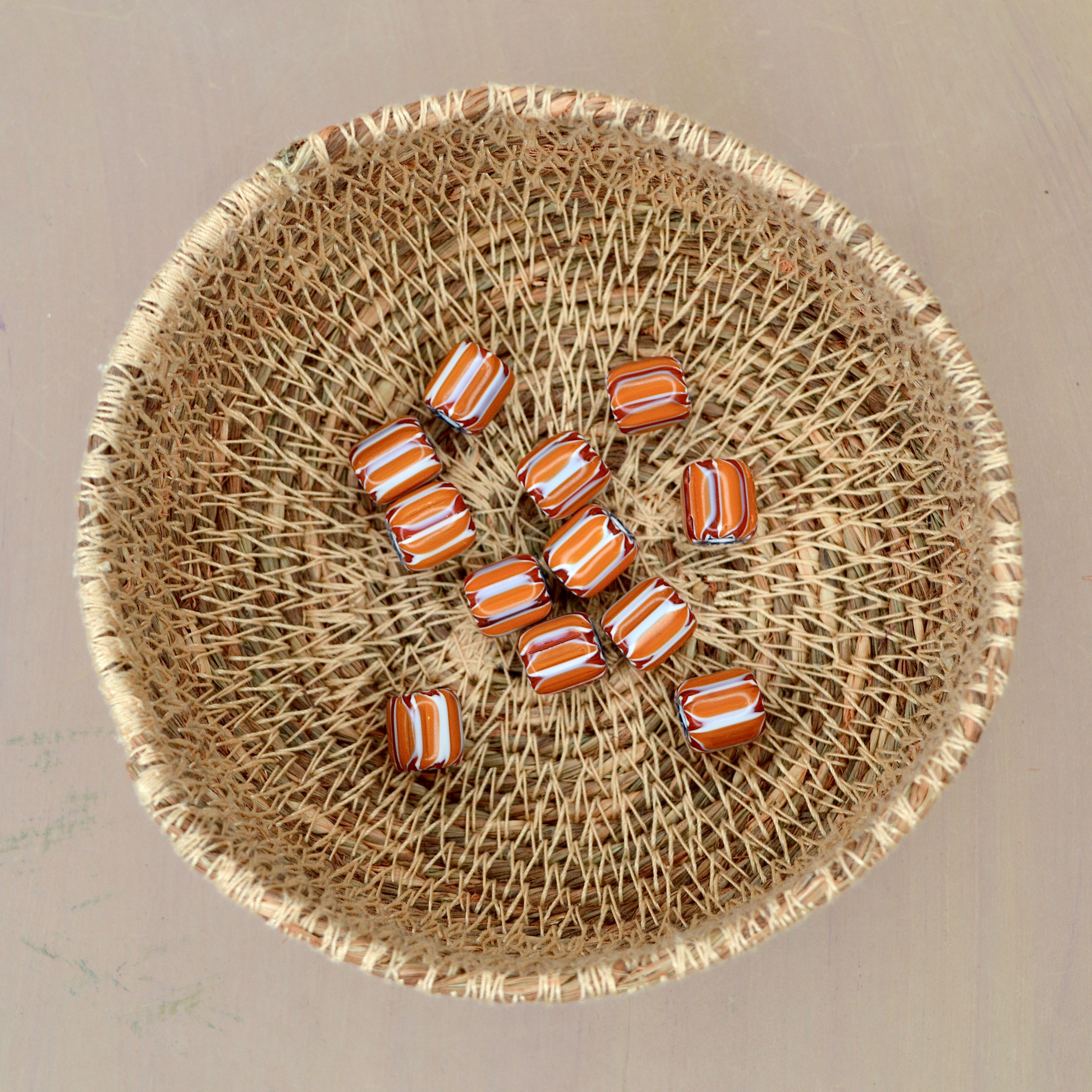 Nepalees Lampwork Kraal Chevron Oranje (1x)