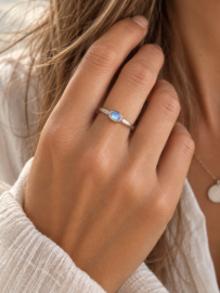 Maansteen Ovaal Bali Ring - Sterling Zilver