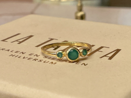 Green Onyx 3-Stone Ring Gold Vermeil