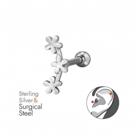 Triple Flower Piercing Sterling Silver