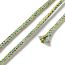 Gevlochten Koord 2.5mm Gold - Aquamarine (1 Mtr)