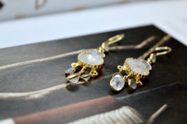 Thane Long Moonstone Earrings Gold Vermeil