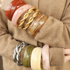 Bangle Amber Bruin / Off White - Resin