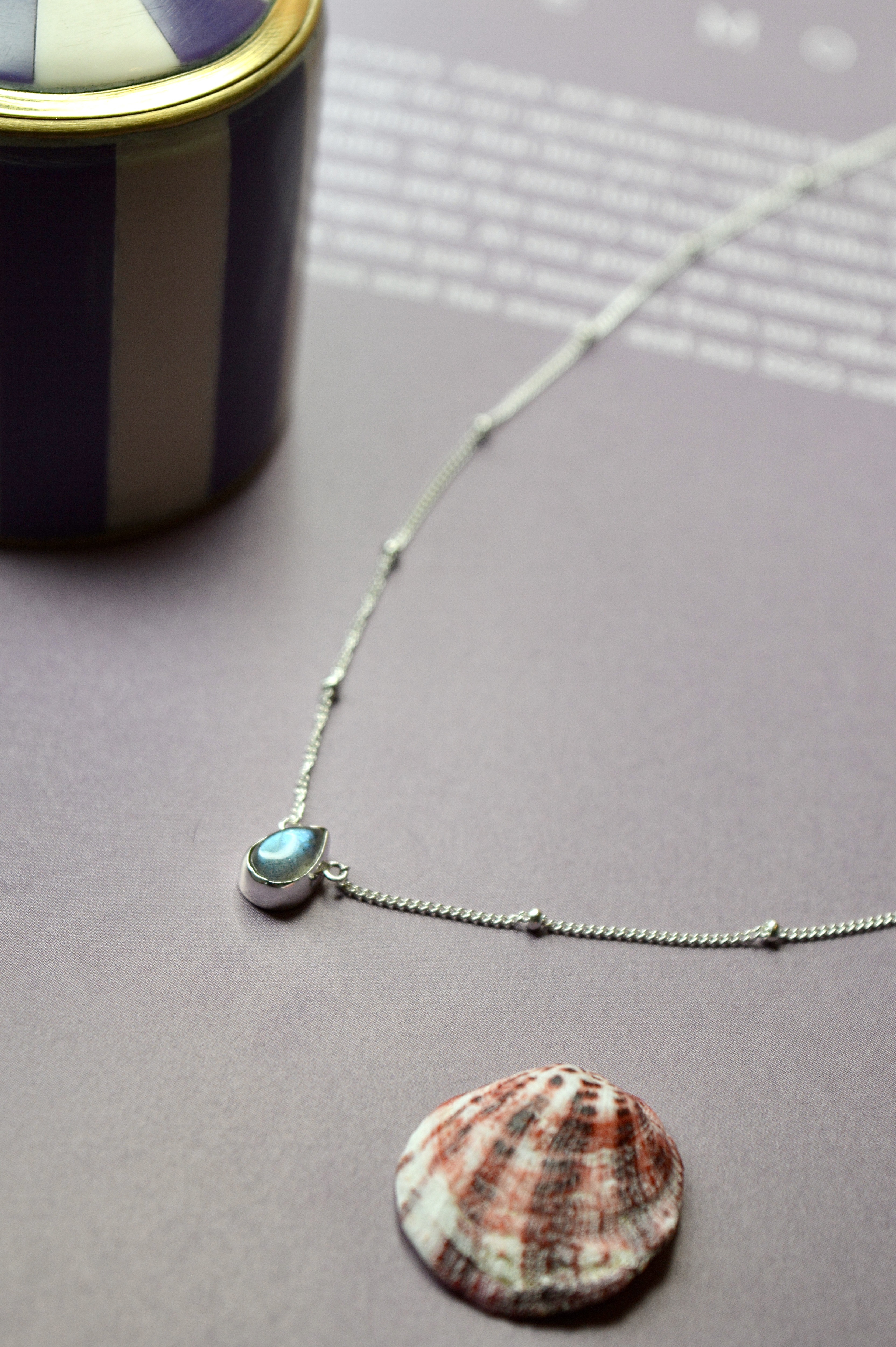 Raindrop Shaped Labradorite Necklace Sterling Silver