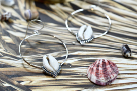 Circle Cowrie Shell Earrings /Sterling Silver