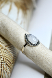 Moonstone Drop Ring Sterling Silver