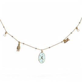 To The Moon Charm Necklace Gold Plated