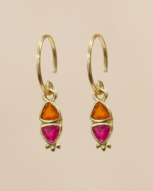 Red Agate & Ruby Earrings Gold Vermeil/ Muja Juma