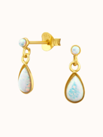 Fire Snow Opaal Oorstekers - Gold Vermeil