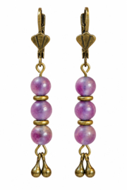 Frosted Amethist Jaipur Drops Oorbellen - Brass
