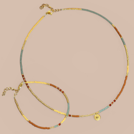 La Tarifa Natural Beaded  Set / Brown Gold