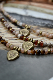 Maifanite, Garnet & Brass Necklace