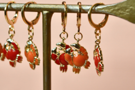 Crab Oorbel Oranje - Gold Plated