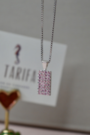 Zircon Tablet Necklace / Sterling Silver Ketting