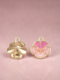 Roze Viooltje Bedel - Gold Plated