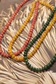 Pink Jade Necklace Gold