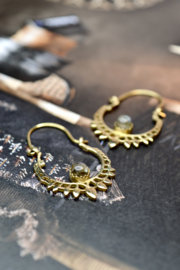 Bohemian Labradorite Hoops Brass