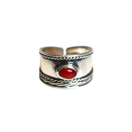 Bali Toe Ring Sterling Silver/ Red Onyx