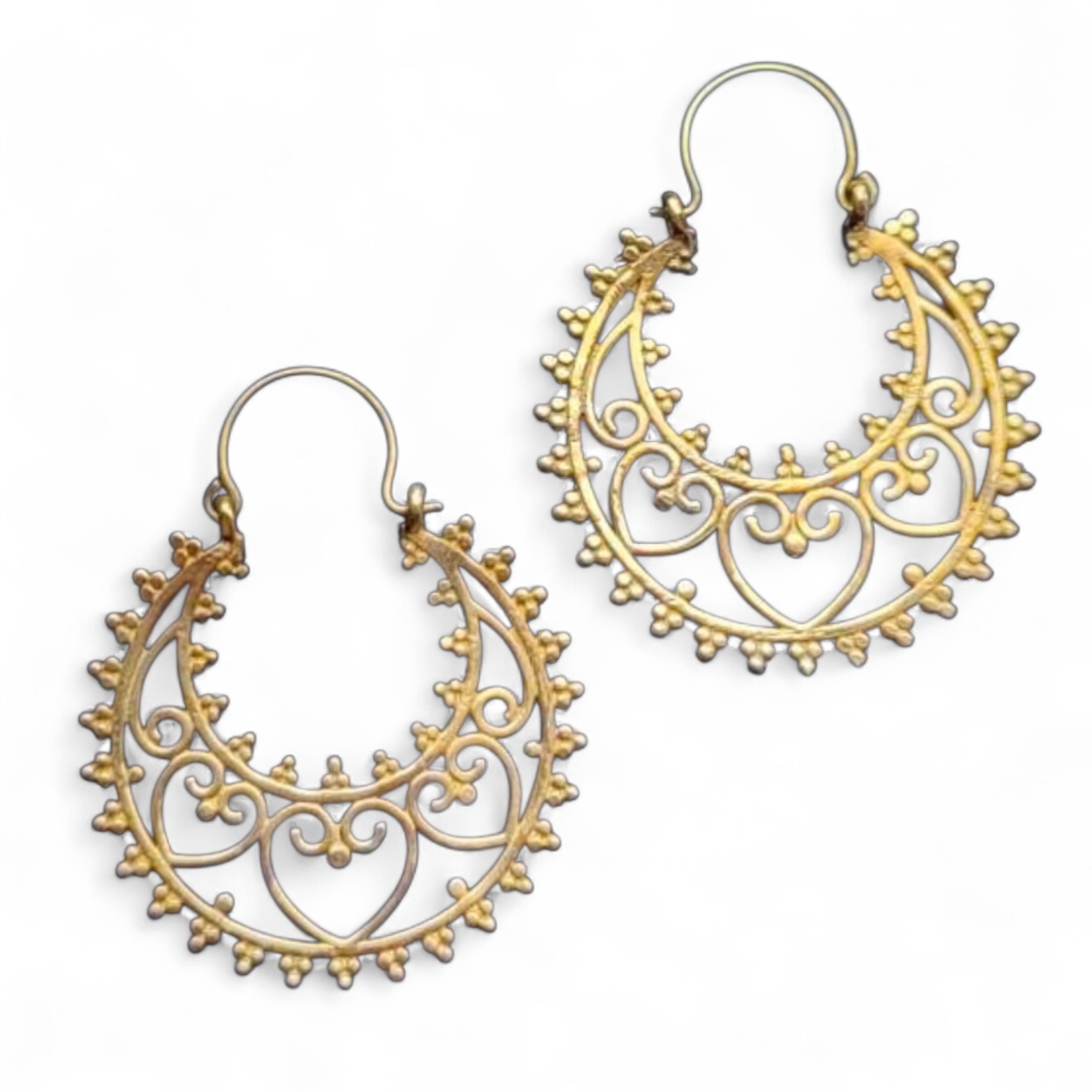 Gypsy Heart Hoops Brass